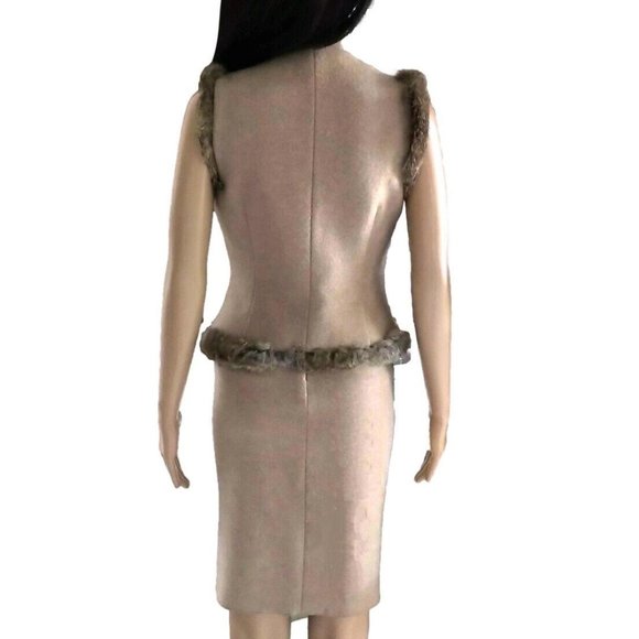 Gianfranco Ferre Beige Tan Mink Fur Skirt Suit 4 S - Picture 4 of 9